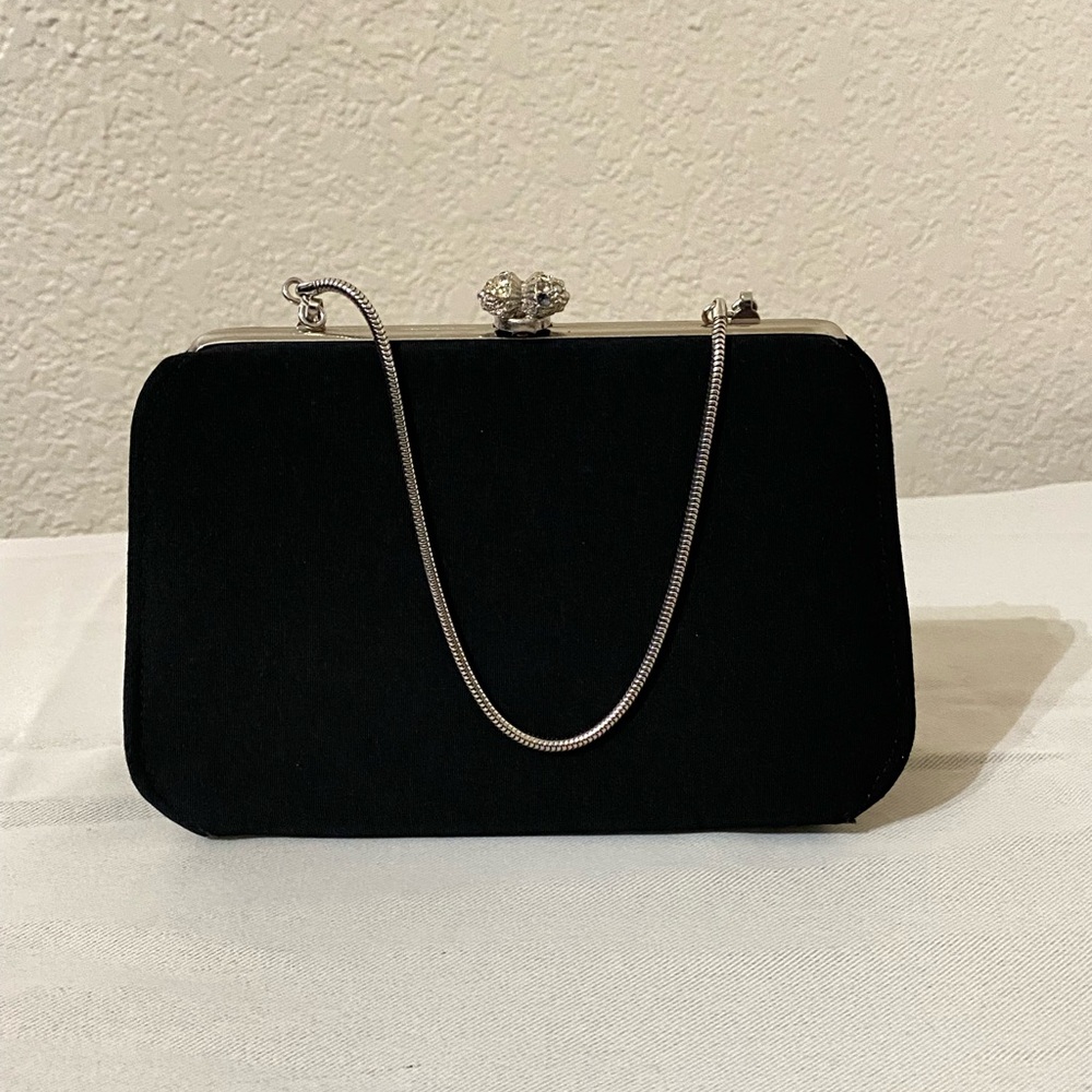 Vintage Black Clutch with Silver Accents